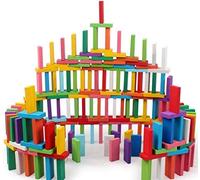 YIQI Ensemble de Blocs de Dominos en Bois coloré 120pcs, Jeu de Jeu éducatif pour Enfants