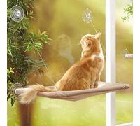 YIQI Hamac de Chat monté sur la fenêtre pour la Perche du Chat, lit Suspendu pour Animal de Compagnie à Ventouse Confortable, Durable, Solide, Espace de Rangement (55x32cm)