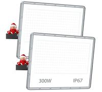 YIQIBRO 300W Projecteur LED Extérieur 2 Pièces - 30000LM Spot LED Extérieur Etanche IP67, 7000K Blanc Froid Phare Lampe Exterieur Pour Jardin/Patio/Terrasse