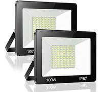 YIQIBRO Projecteur LED Exterieur 100W, 2 Pièce 10000LM 6500K Blanc Froid Spot LED Extérieur, IP67 Imperméable Luminaire Pour Patio, Terrasse, Jardin, Garage, Usine
