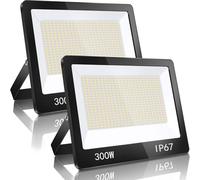 YIQIBRO Projecteur LED Exterieur 300W 2 Pièce, IP67 Imperméable Spot LED Extérieur Avec Transformateur, 30000LM 6500K Blanc Froid Eclairage de Sécurité, Luminaire Pour Jardin Garage Usine