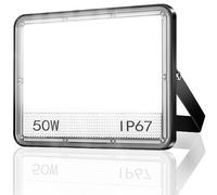 YIQIBRO Projecteur LED Exterieur 50W, 2 en 1 IP67 Imperméable Spot LED Extérieur, 5000LM 6500K Blanc Froid Eclairage de Sécurité, Luminaire Pour Patio, Terrasse, Jardin, Garage, Usine