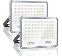 YIQIBRO Projecteur LED Extérieur 50W, 5000LM Spot LED Extérieur, Lot de 2 | 6500K Blanc Froid Lampe LED Exterieur, IP67 Imperméable Lampe Exterieur Murale pour Jardin, Terrasse, Garage, Atelier, Usine