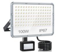 YIQIBRO Projecteur LED Exterieur Detecteur de Mouvement 100W, 105 LEDs Spot LED Extérieur Detecteur de Mouvement 10000LM 6500K, IP67 Etanche Eclairage pour Jardin Patio Garage