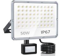 YIQIBRO Projecteur LED Exterieur Detecteur de Mouvement 50W, 60 LEDs Spot LED Extérieur Detecteur de Mouvement 5000LM 6500K, IP67 Etanche Eclairage pour Jardin, Patio, Garage