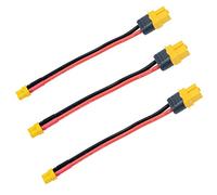 Yiqigou-T 3 pcs Adaptateur de câble de conversion XT30 femelle vers XT60 femelle, Câble RC, Noir, rouge, jaune, 10 cm, 18 AWG, Compatible avec Drone, Voiture télécommandée, Bateau télécommandé