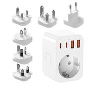 YIQILAIYA Adaptateur Universel de Voyage avec 2 USB et 2 Type C, Blanc Adaptateur Voyage Mondial avec 6 Type B/G/C/A/I/M Prise Détachables Adaptateur de Voyage pour Afrique du Sud/JAP/AUS/USA/EU/UK