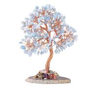 YiQinzcxg Arbre d'argent en cristal avec figurine en pierre colorée pour augmenter le succès, convient pour la maison, le bureau et le bureau