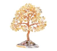 YiQinzcxg Arbre d'argent en cristal avec figurine en pierre colorée pour augmenter le succès, convient pour la maison, le bureau et le bureau