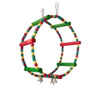 YiQinzcxg Balançoire à perles colorées pour cage à oiseaux, perchoir à mâcher, jouet à mâcher avec cloches pour petit oiseau jouet de divertissement
