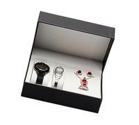 YiQinzcxg Boîtier de montre moderne avec couvercle à charnière, solution de rangement pour bijoux en tissu PU avec plusieurs compartiments pour la maison, les voyages, étui à bijoux adapté aux voyages