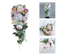 YiQinzcxg Bouquet de mariée Décoration de mariage faite à la main Fleurs Combinaison Rose Pour fête d'anniversaire gracieuse demoiselle d'honneur Demoiselle d'honneur