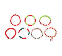 YiQinzcxg Bracelet de perles d'argile douces de Noël - Ensemble de bracelets de poignet - Parfait pour les fêtes et les cadeaux de vacances - Accessoire festif pour femme, taille unique, Comme décrit