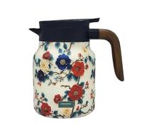YiQinzcxg Carafes à thé modernes 1000 ml Grande capacité Poignée en bois résistant à la chaleur Fleurs en acier inoxydable à infuser avec passoire à thé amovible