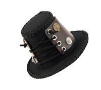 YiQinzcxg Chapeau haut vintage à engrenages industriels faits à la main Décorations fantastiques pour cosplay fêtes costumées et soirée Halloween Chapeaux