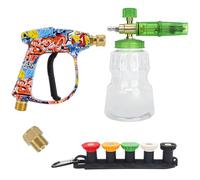 YiQinzcxg Construction ABS - Nettoyeur haute pression électrique puissant avec 5 pointes de pulvérisation réglables et compatibilité avec les bouteilles de détergent M22 - Machine à laver de voiture