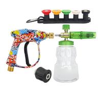 YiQinzcxg Construction ABS - Nettoyeur haute pression électrique puissant avec 5 pointes de pulvérisation réglables et compatibilité avec les bouteilles de détergent M22 - Machine à laver de voiture