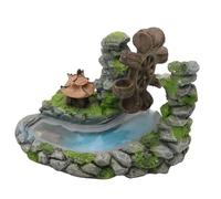 YiQinzcxg Décoration de paysage d'aquarium Roue d'eau avec pavillons et réservoir de poissons de ruisseau Figurine de protection pour poissons et crevettes