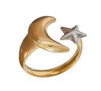 YiQinzcxg Élégant bijou lune et étoile Anneaux ouverts Idéal pour les attaquants de mode et les hommes recherchent des cadeaux inoubliables