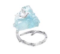 YiQinzcxg Élégantes bagues papillon avec de grandes pierres précieuses aigue-marine, accessoire tendance pour femme, bijou en pierre naturelle, bagues déclaration pour femme, comme décrit