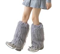 YiQinzcxg Femmes Esthétique Jambes Folles Chaudes Manchettes de Bottes Japonaises Élégant Couverture de Jambe en Peluche Solide Housse Chaussettes sans Pied Sans Peluche, gris, taille unique