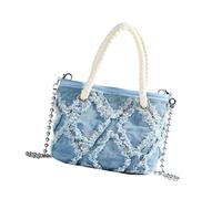 YiQinzcxg Femmes et Filles Mode Glands Petit Sac à Bandoulière Perles Chaîne Dos Croisé Sac à Main pour Décontracté et Fête Sac à Bandoulière, bleu