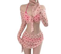 YiQinzcxg Femmes Push Up Maillots de Bain Licol Maillot de Bain 4 Pièces Split Maillots de Bain Femme Natation Costume Ensemble pour Beachwear