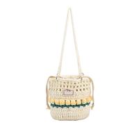 YiQinzcxg Femmes Sac de Mesure à Cordon Simple Sac à Main Coréen Tricoté Corps Croisé Épaule Fleur pour Femmes Quotidiennes DrawRapidement Bandoulière Mode Poubelle Tricoté Corps Croisé de Fleurs
