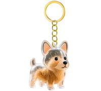 YiQinzcxg Figurine de chien miniature Porte-clés avec bâtiments Collecteur de poils pour animaux de compagnie Boîte de rangement en fourrure de chat transparent Porte-clés Mémorial Kedensakes