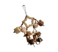 YiQinzcxg Fil à mâcher en forme de fruit pour oiseau avec balle en herbe naturelle interactif pour perroquets - Jouet à mâcher en bois - Accessoire de cage pour perroquet