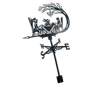 YiQinzcxg Girouette en fer métallique - Lumière de direction du vent pour jardin, cour, toit, décoration, sol, accessoires d'extérieur - Métal décoratif en fer