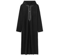 YiQinzcxg Hommes Musulmans Thobe en Fibre d'acétate Robe Confortable Respirant Vêtements Traditionnels Pour Un Usage Quotidien Cérémonies Religieuses Vêtements Musulmans, Noir , M