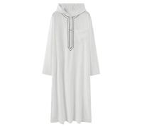 YiQinzcxg Hommes Musulmans Thobe en Fibre d'acétate Robe Confortable Respirant Vêtements Traditionnels Pour Un Usage Quotidien Cérémonies Religieuses Vêtements Musulmans, Blanc., M
