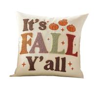 YiQinzcxg Housse de coussin brodée feuille d'automne Décoration de la maison Thanksgiving Taie d'oreiller décorative en tissu polyester