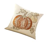 YiQinzcxg Housse de coussin brodée feuille d'automne Décoration de la maison Thanksgiving Taie d'oreiller décorative en tissu polyester