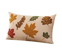YiQinzcxg Housse de coussin brodée feuille d'automne Décoration de la maison Thanksgiving Taie d'oreiller décorative en tissu polyester