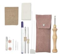 YiQinzcxg Kit d'aiguilles à poinçonner avec stylo à broder, enfile-aiguille en tissu, ciseaux de couture pour projets de bricolage