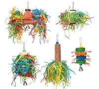 YiQinzcxg Lot de 5 jouets colorés pour oiseaux naturels - Activité de broyage pour perroquets - Recherche de nourriture interactive - Développement mental - Enrichissement des oiseaux