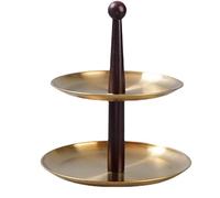 YiQinzcxg Plateau à fruits élégant en acier inoxydable - Présentoir de table à dessert unique avec piliers en bois pour anniversaires et événements