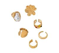 YiQinzcxg Punk Styles Multi Rings Collection Lot de 6 ensembles de bijoux réglables avec design ouvert pour les amateurs de mode modernes. Ensemble de bijoux punk robuste et réglable en alliage