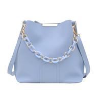 YiQinzcxg Sac à bandoulière à la mode avec poignée en chaîne coréen élégant couleur solide en cuir PU seau sac à bandoulière pour femmes PU cuir bandoulière, bleu