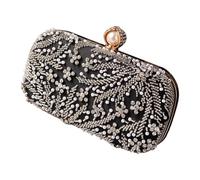 YiQinzcxg Sac à bandoulière scintillant, orné de strass, orné de perles, design léger, intérieur spacieux pour dîner, fête, sac de soirée, Noir