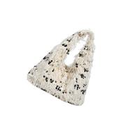 YiQinzcxg Sac à bandoulière tendance avec paillettes sangle réglable petit sac confortable accents plumes design léger accessoire femme fausse fourrure sac à main polyester, beige, L