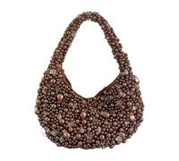 YiQinzcxg Sac à bandoulière unique design rétro avec sangle amovible et détails perlés. Sac à provisions pratique en polyester pour femme avec poignée de transport convertible