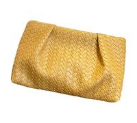 YiQinzcxg Sac de Soirée Tissé pour Femmes Dumplings Porte-monnaie Sans Sangle Sacs à Main Sac de Soirée Élégant en Cuir PU pour Bureau Travail Multifonctionnel Loisirs Portefeuille, jaune