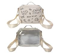 YiQinzcxg Sac d'école pour étudiant Beau Chat Sac à dos Transparent Ita Sac à bandoulière Styles Preppy Sac à bandoulière pour Pin Display Femmes Ita Bandoulière Sac à bandoulière École, Blanc.