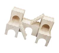 YiQinzcxg Tiny Hamster Mazes Maisons en bois drôles Double pont avec fenêtre pour hamsters nains et petits rongeurs Résistant à la mastication