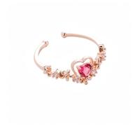 YIQPKUM Anneau Cœur Élégant Rose Doré Femmes Zirconium Cristaux Bijou Ouvert Cercle Accessoire Déclaration Présent (Rouge)