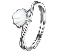 YIQPKUM Bague Coquillage Bohème Délicate Femmes Plaqué Argent Mignon Plage Bijou Anniversaire Vacances Été Déclaration (Argent)