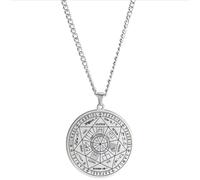 YIQPKUM Collier amulette de protection 7 archanges pendentif sceaux anciens chaîne en acier inoxydable bijoux religieux pour femmes (Plaqué Argent)